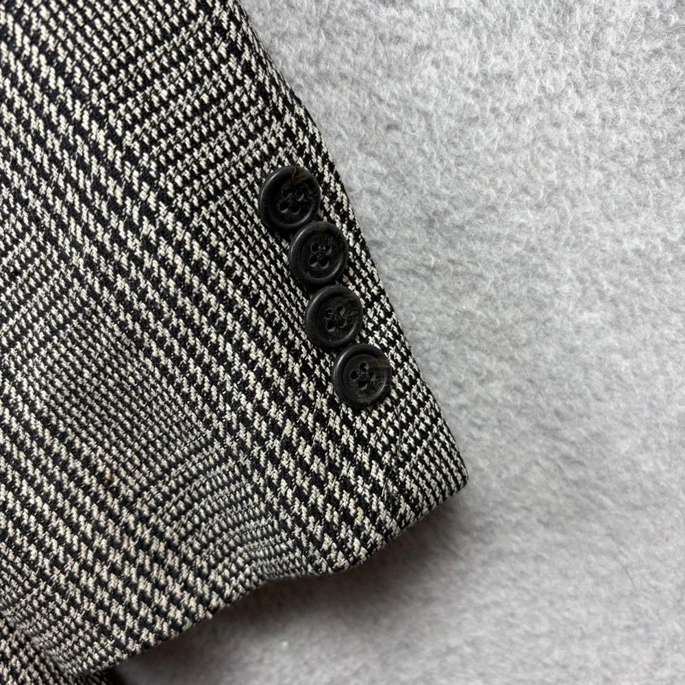 Vintage Polo Ralph Lauren Blazer Mens 42L Gray Glen Plaid Wool Silk USA 90s
